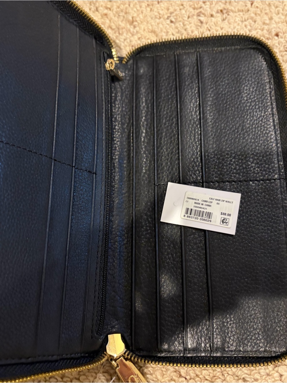 C. Wonder Calf Hair Olive and Black Leopard Zip-Around Wallet - Picture 3 of 5